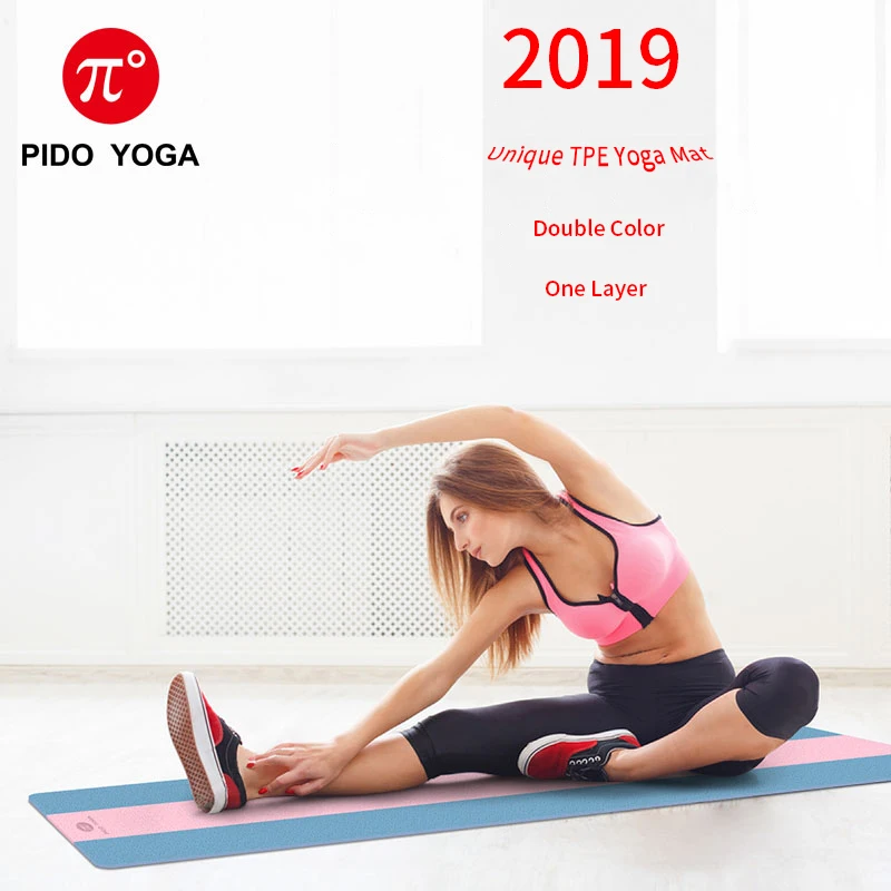 PIDO YOGA183* 61*0,6 см TPE коврик для йоги с позиционной линией Противоскользящий двойной цвет коврик для спортзала для начинающих экологически чистые коврики для пилатеса