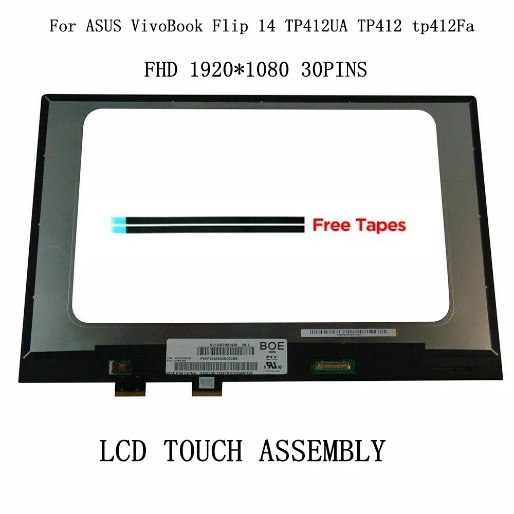 ЖК-экран FHD 14 0 дюйма с сенсорным экраном и дигитайзером для ASUS Vivobook Flip tp412f tp412fa tp412