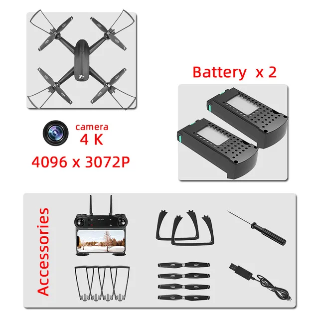 black 4k 2Battery Радиоуправляемые дроны 4K двойная камера HD аэрофотосъемка полет 25 минут FPV Дрон оптический поток позиционирования следуют Радиоуправляемый вертолет, игрушки - Цвет: black 4k 2Battery