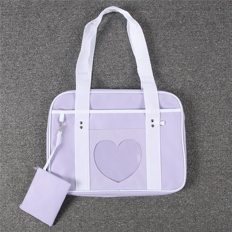 Purple-white Студенческая школьная сумка для косплея, милая розовая сумка для средней школы JK, Униформа, сумка через плечо, портативная школьная сумка для книг для девочек - Цвет: Purple-white