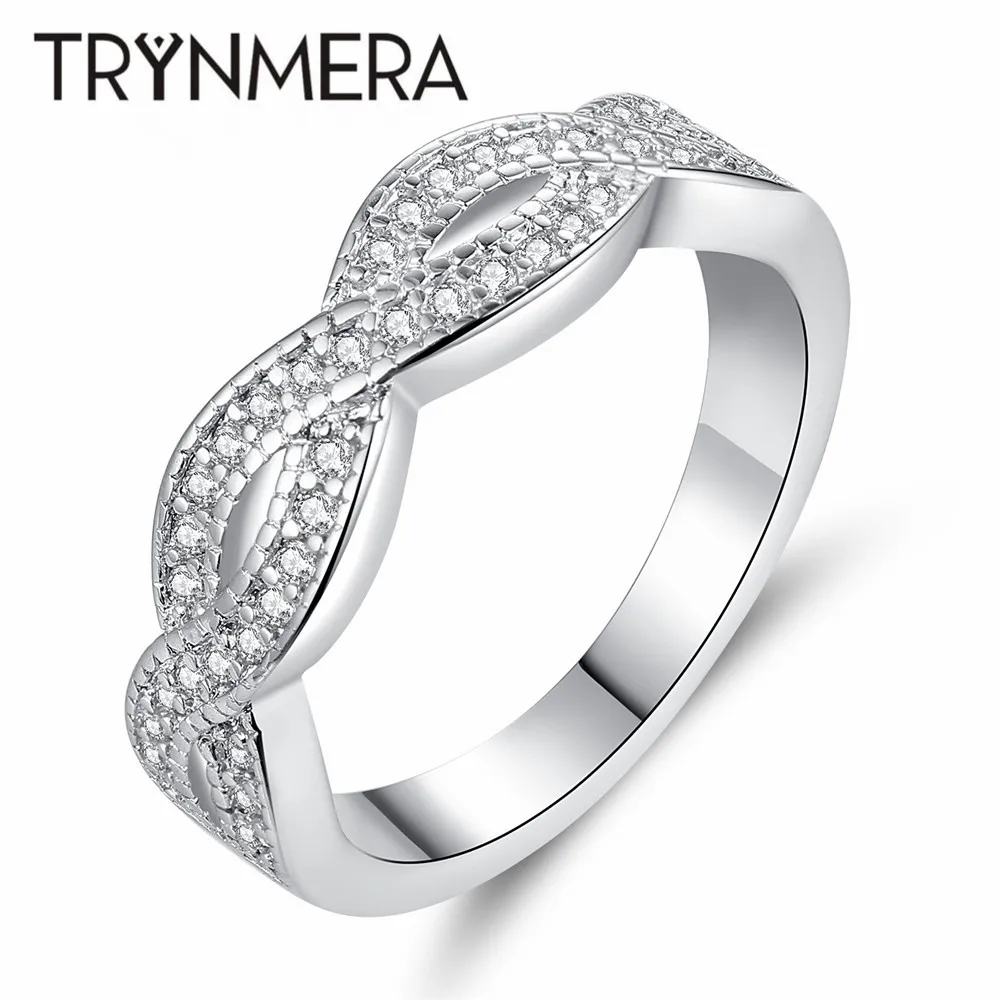 Женское кольцо с узором TRYNMERA витое из пеньковой ткани микро кубическим цирконием