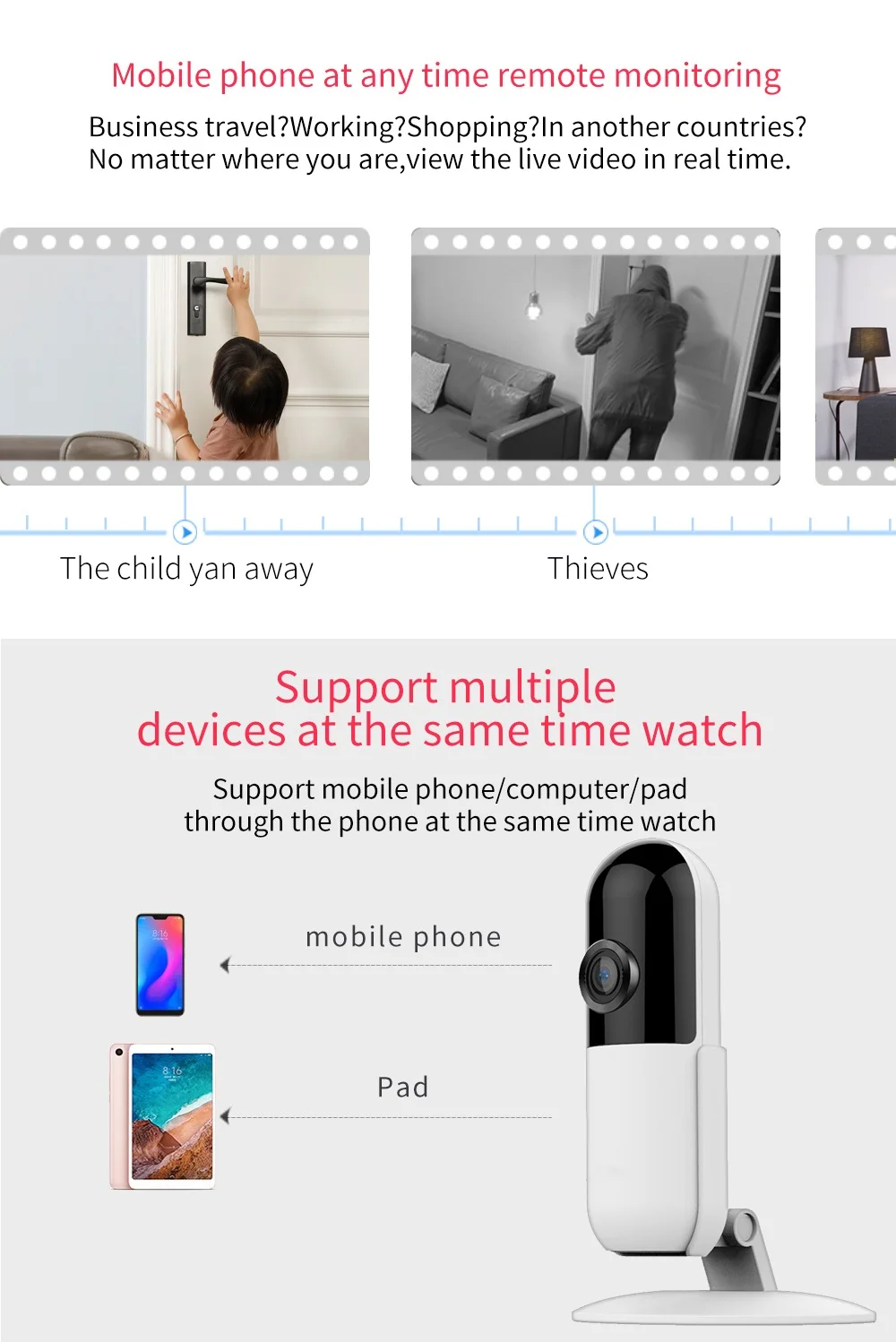 Видеокамера с Wi-Fi 1080P домашняя камера безопасности Tuya Smart life автоматическое отслеживание