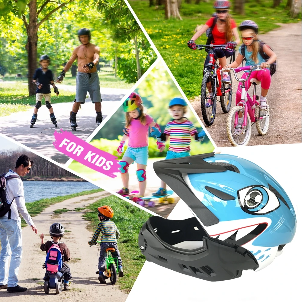 Детский велосипедный шлем, съемный шлем для всего лица, детский спортивный защитный шлем для баланса велосипеда, велоспорта, скейтбординга, катания на коньках