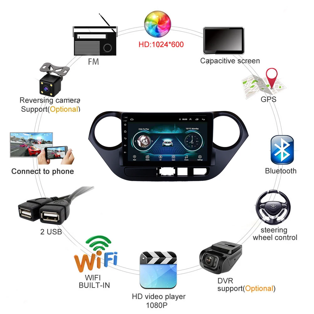 Easteregs 2 DIN 9 дюймов Android 8 1 Автомобильный мультимедийный плеер GPS навигация для hyundai