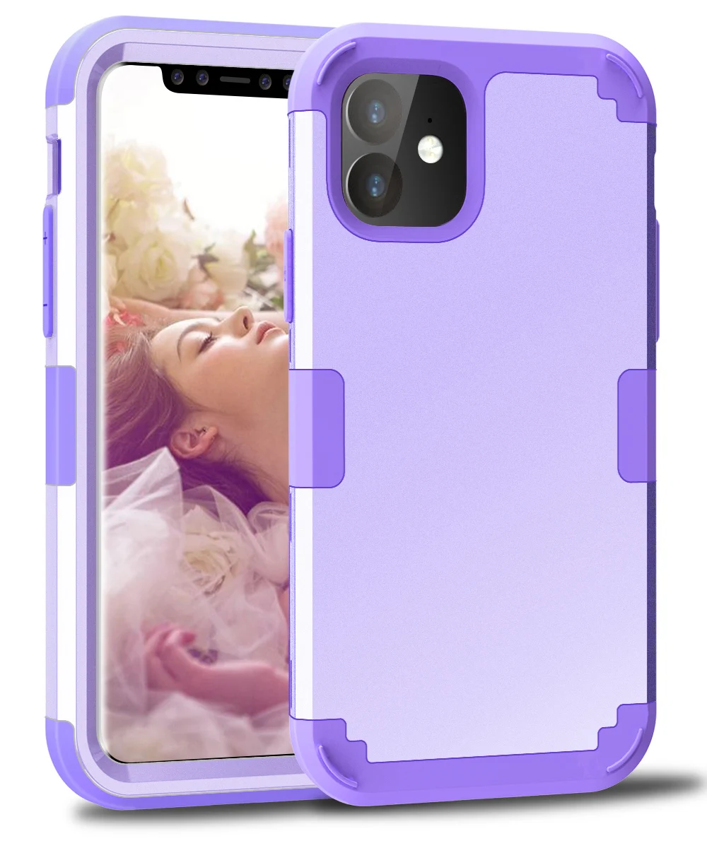 Роскошные 3 в 1 слоя чехол для телефона для iphone 11 чехол Гибридный защитный резиновый противоударный Беспроводной зарядки для iphone 11 Pro в виде ракушки - Цвет: 3