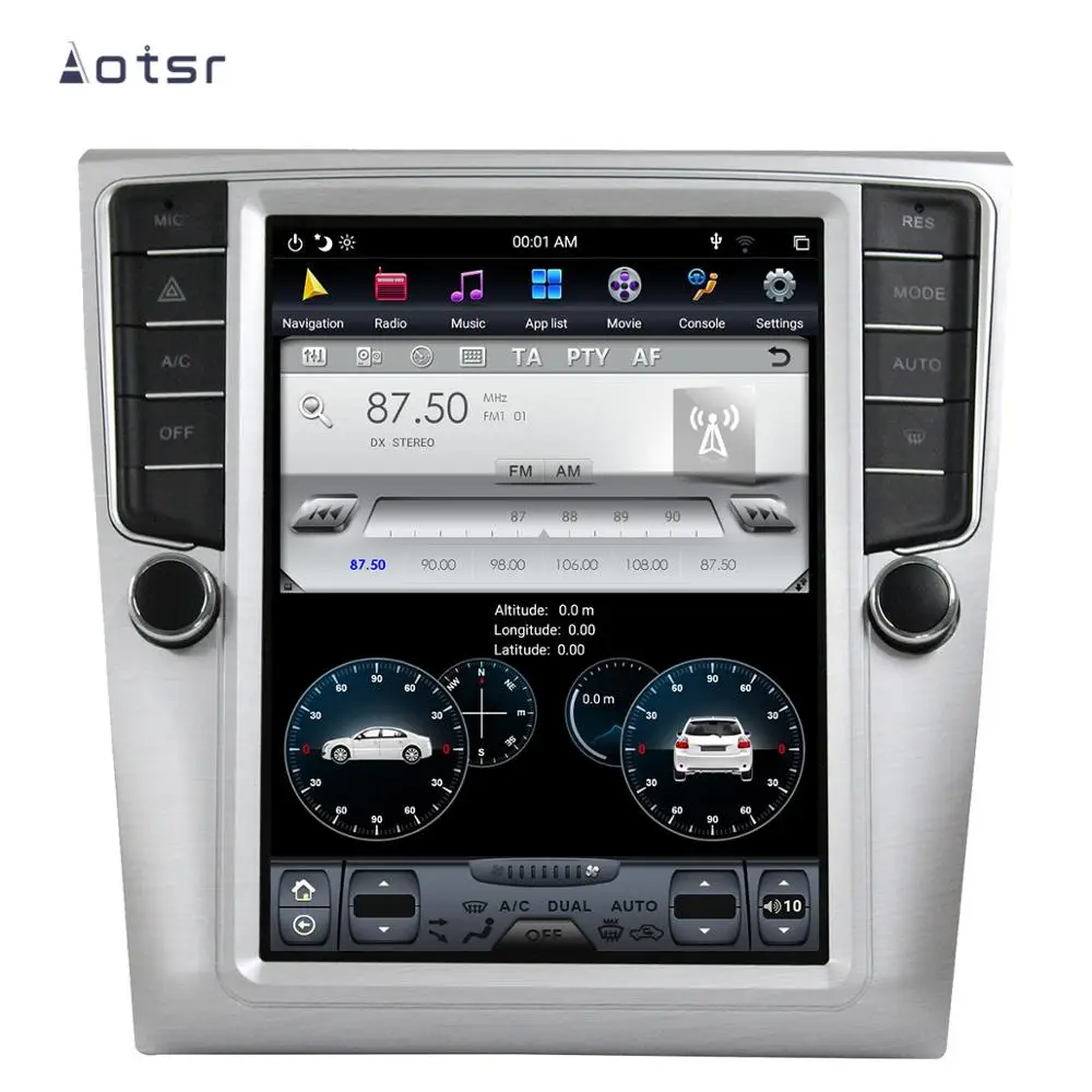 Cheap Aotsr Tesla 10.4“ Vertical screen Android 8.1 Car DVD Multimedia player GPS Navigation For Volkswagen Magotan CC 2012+ carplay 5