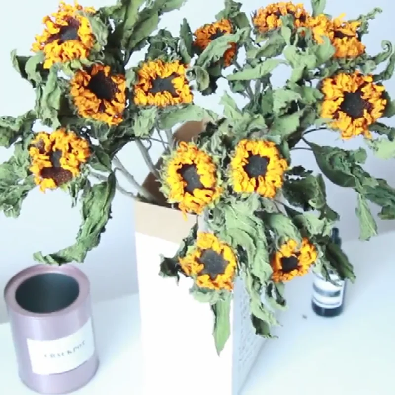 

5Pcs Decorative Daisy Dried Natural Sunflower Bouquet For Home Decor Flower Heads Straw Chrysanthemum Branch House Decoration