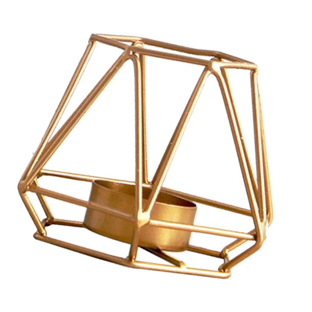 3D Geometric Dinner Candle Holder Candlestick Metal Wire Tea Light Candle Holder for Home Wedding Party Church Decor