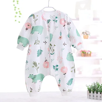 

Infant Jumpsuit Pure Cotton Gauze Sleeping Bag Spring and Autumn Summer Baby Pajamas Climbing Clothes Long-sleeve Jumpsuit Air C