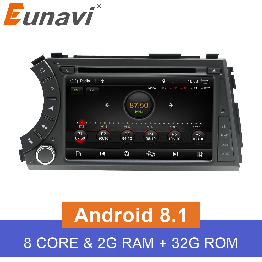 Eunavi 7 ''двойной 2 Din Android 8 1 Восьмиядерный автомобильный dvd плеер Радио Стерео GPS