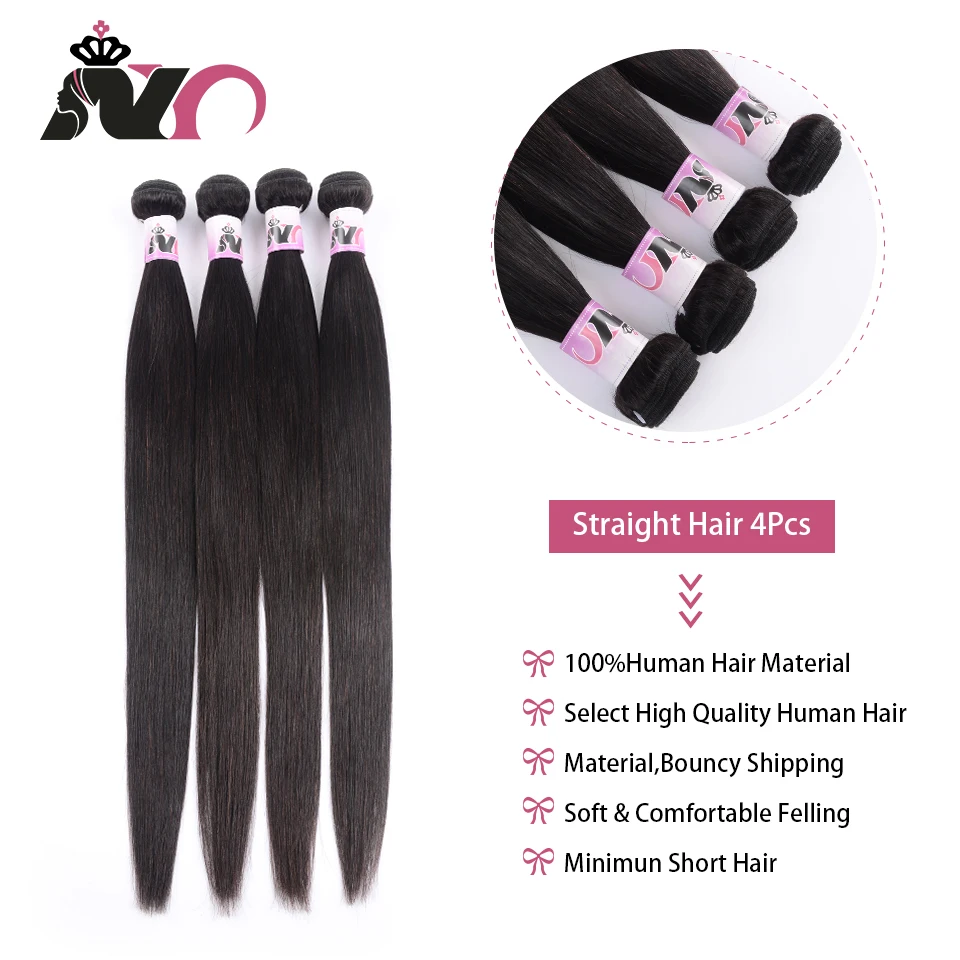 NY 4 Straight Hair Bundles Malaysia Human Hair 4 Bundles Deals Non-Remy Natural Color For Black Women 8-28 inch Deals cabelo