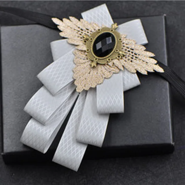 British New Fashion Men's Wedding Performance Groom Wedding-Party Flower Collar Bow Tie Pocket Towel Square Set Men Accessories Silver 1