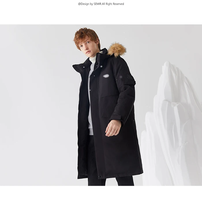 SEMIR пуховик для мужчин зимняя новая Длинная утепленная куртка с меховым воротником и капюшоном трендовая теплая куртка coldbreak пуховое пальто для мужчин