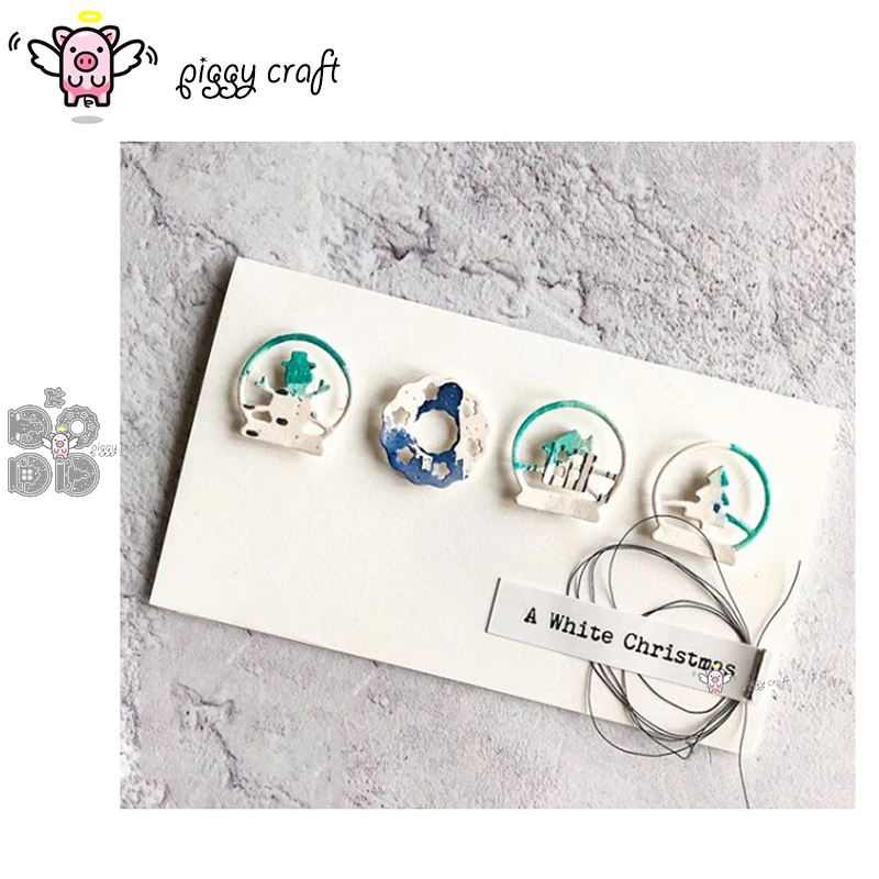 

Piggy Craft metal cutting dies cut die mold 5Pcs Christmas circle ring Scrapbook paper craft knife mould blade punch stencils