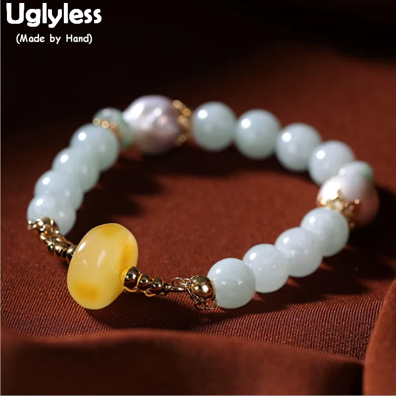 Женские браслеты с натуральным жемчугом и Изумрудным янтарным браслетом 14 к 9 |