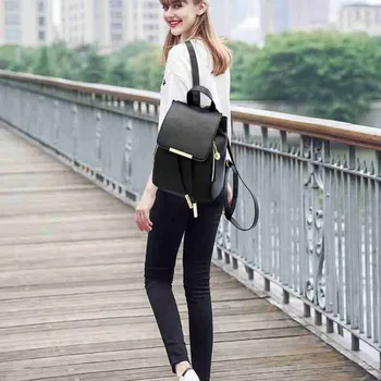 

Large Capacity Fashion Women Backpacks Korean Girls Ladies Adjusted Shoulder Bag Pu Leather Teenager School Bags Zipper Pocket