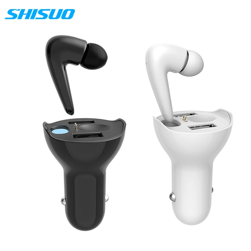 

SHISUO 2020 New Bluetooth 5.0 Earphone Wireless TWS Car Charger Headphone HIFI Mini Sports Earpiece With Mic for Xiaomi Phone