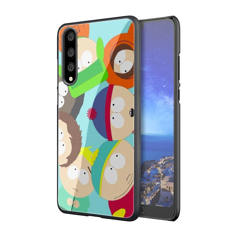 EWAU аниме Southpark чехол из закаленного стекла для телефона для huawei P10 P20 P30 Lite Pro P Smart