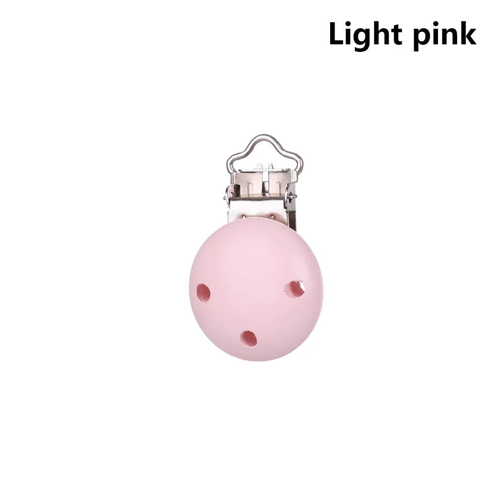 light pink 1 шт. круглый зажим для пустышки детский деревянный Прорезыватель аксессуары милый Макарон цвет ниппель для клипа застежки игрушка DIY инструмент - Цвет: light pink