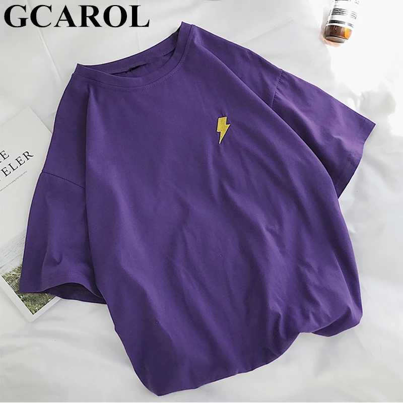 GCAROL летний Harajuku Конфеты Футболка Drop Shoulder Appliques над размеры Kawaii футболки для девочек конфеты плюс M-2XL Топы корректирующие