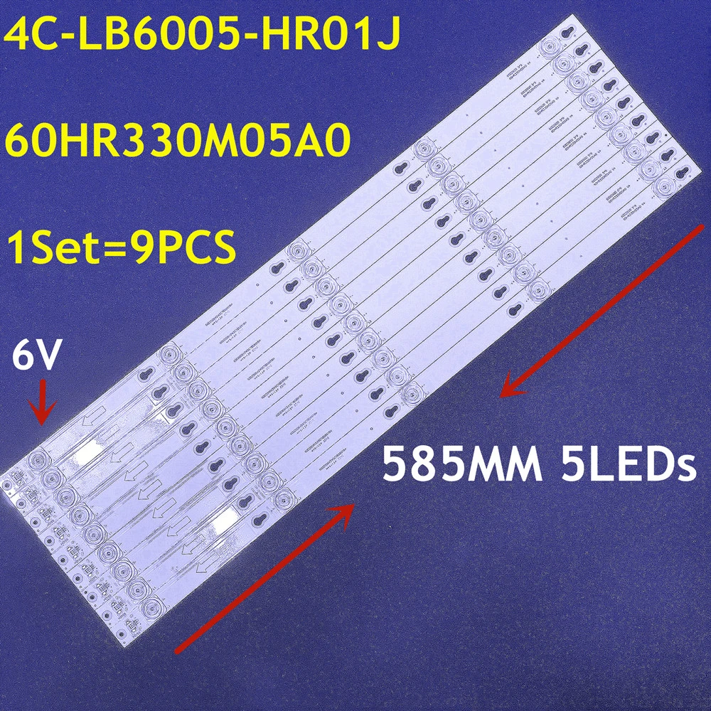 9PCS LED Backlight Strip 60HR330M05A0 4C-LB6005-HR01J 60D2900 For TCL L60P2-UD 60A730U 60D2900 60U6700C  U60V6026  LVU600LG0T5 light strip behind tv