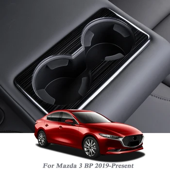 

Car Styling ABS Chrome For Mazda 3 BP 2019-Present Car Inside Rear Water Cup Holder Sequin Decoration Cover Auto Accessory