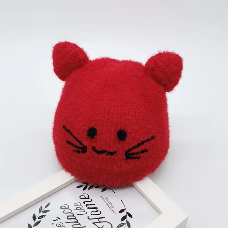 As the picture shows Шапка с рисунком кота для новорожденных мальчиков и девочек, милые зимние теплые детские шапки, шерстяная шапка с подтяжками, шапка, шапка, аксессуары - Цвет: As the picture shows