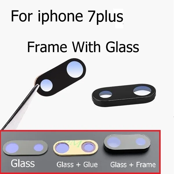 For iphone 7p Black Задняя Задняя стеклянная крышка для объектива камеры с держателем рамы для iPhone 6 6S 7 8 Plus X Xr Xs Max объектив камеры+ детали рамы - Цвет: For iphone 7p Black