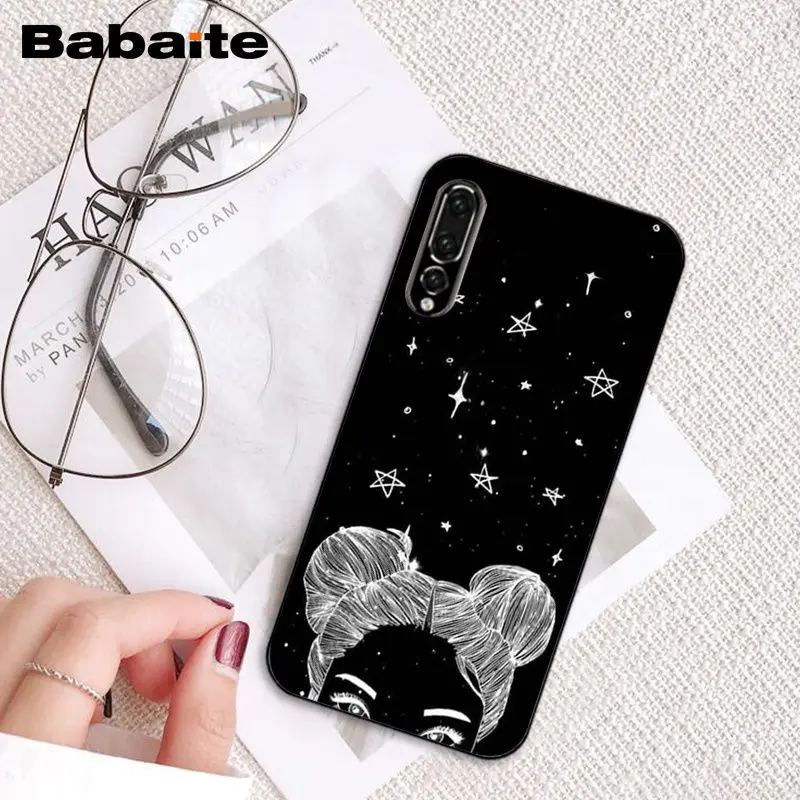 Babaite черный с белой луной звезды космонавта чехол для телефона для huawei P20 P30 Pro P20Lite P30Lite PSmart P10 9lite - Цвет: A13