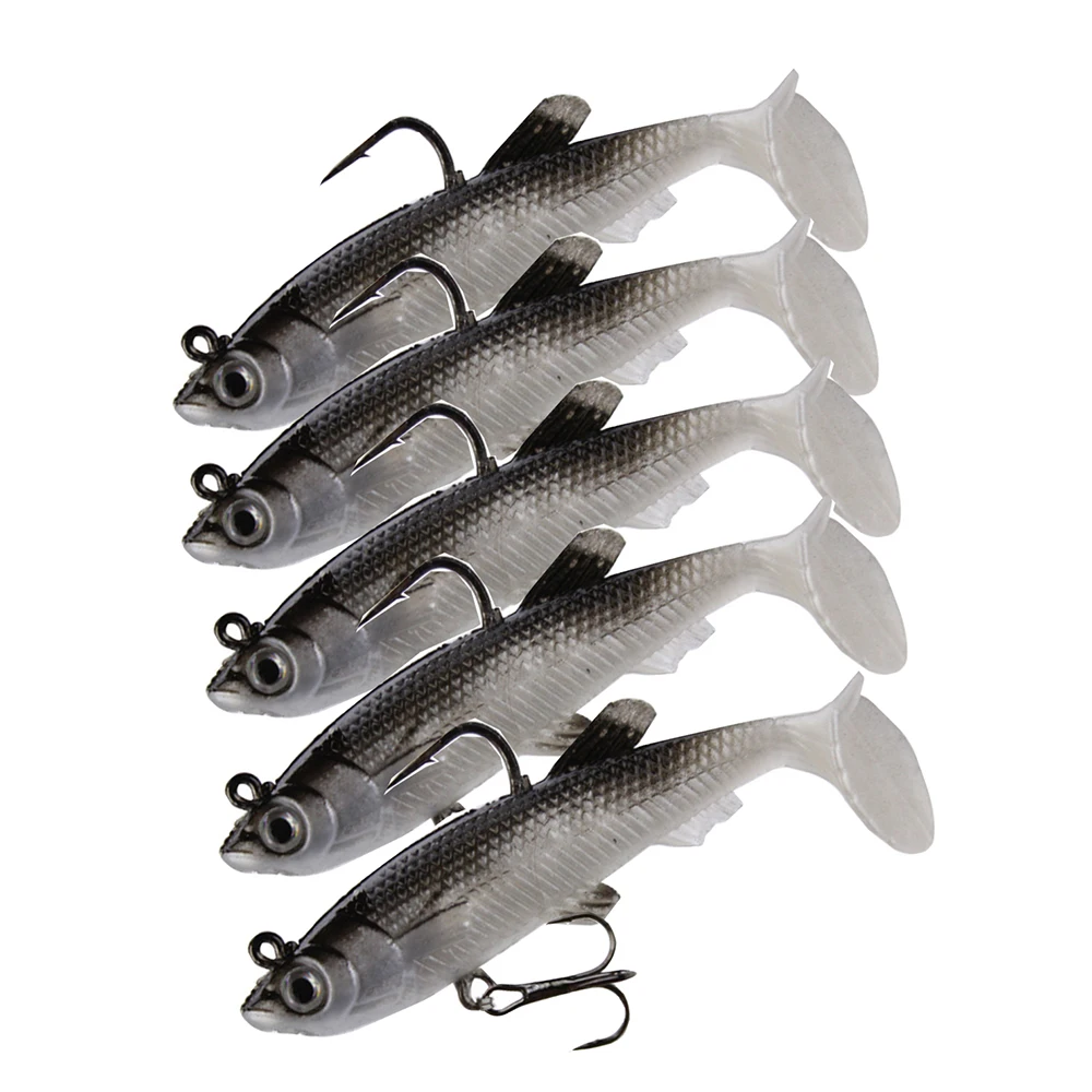 Lead head soft fishing lure Silicone Bait For Perch 8cm/13g 5pcs Set of  Wobblers For Pike Bass Rubber Fish Fishing items Gear