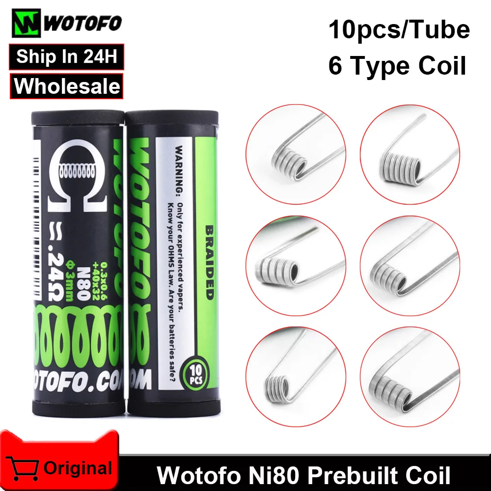 Оригинальные готовые спирали Wotofo N80 набор нагревательных проводов трубка Fused Clapton