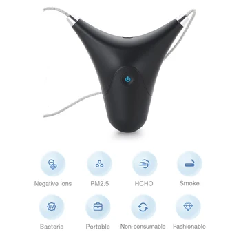 

Portable Wearable Air Purifier Mini Air Purifier USB Necklace Mini Negative Lon Air Freshener for Adults Kids White