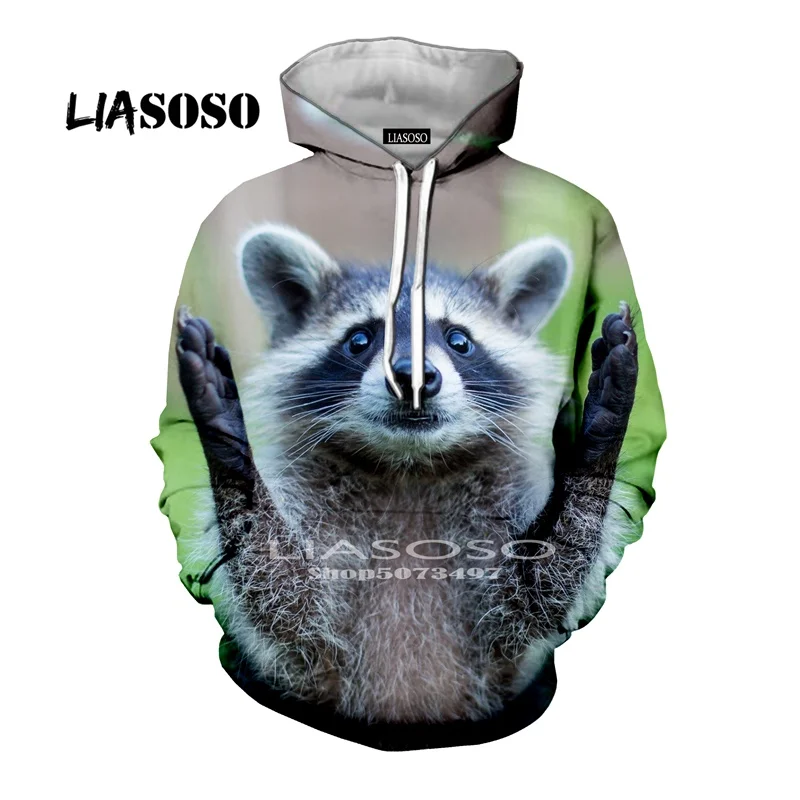Liasoso, новая мода, для мужчин и женщин, 3D принт, животное, худи с енотом, пуловер, мультфильм, толстовка, толстовка, повседневная куртка на молнии, забавное пальто - Цвет: 10