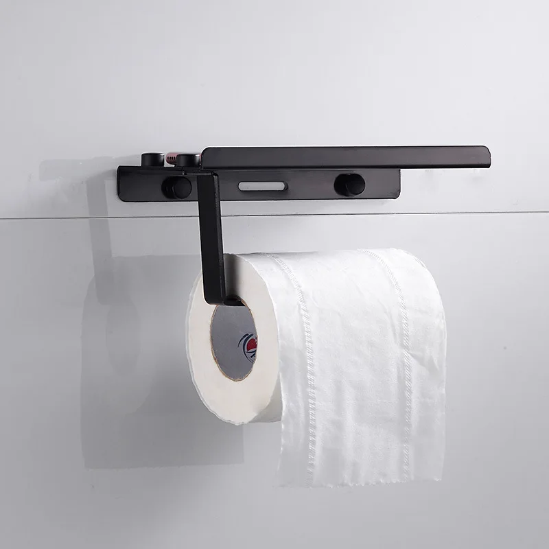 

Alumimum Black And White with Pattern Hole Punched Toilet Roll Stand Tissue Box Mobile Phone Table-console Mobile Phone Stand