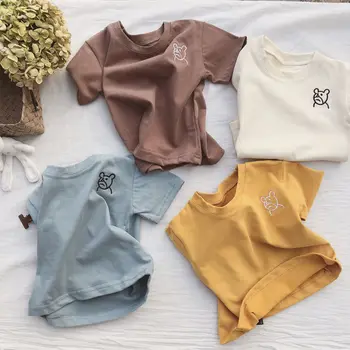 

Fall Cotton Children's Short-sleeved T-shirt 2020 Clothing For Boys And Girls Top Embroidered Half-sleeved Kids Clothes Tshirt
