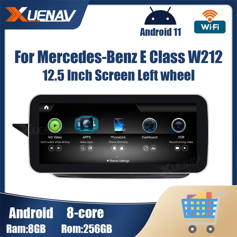12.5 Inch Screen Car radio For Mercedes Benz E Class W212 Left wheel