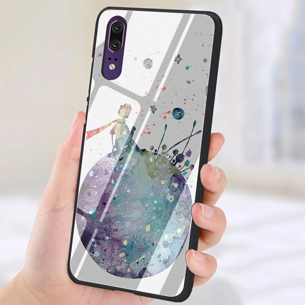 Маленький принц акварельное искусство закаленное стекло чехол для телефона huawei P10 P20 P30 Lite Pro P Smart