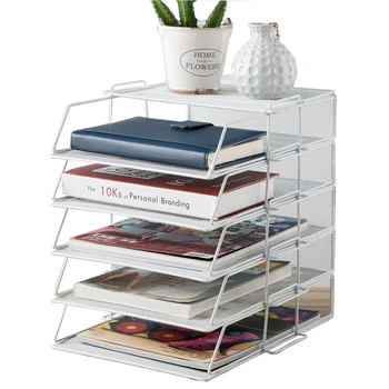 

Multi-layer Metal Storage Holders Multifunction Home Office Books Desktop File Iron Shelves Creative Detachable DIY Organizer