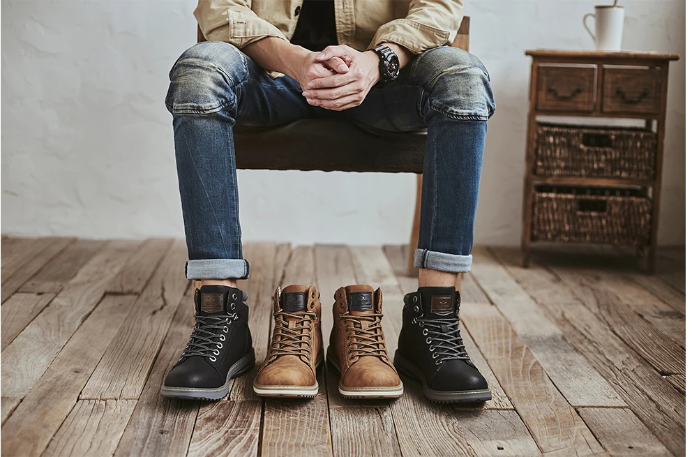 Мужские повседневные сапоги; коллекция года; модные уличные ботильоны; botas hombre; брендовые новые удобные классические ботинки для прогулок; мужские кожаные ботинки на шнуровке
