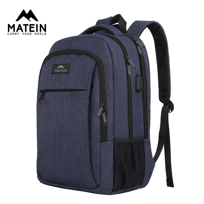 Navy Matein, рюкзак, сумки для мужчин, 17 дюймов, рюкзак для ноутбука, сумки, роскошные сумки для студентов, USB mochila feminina, мужской рюкзак через плечо - Цвет: Navy
