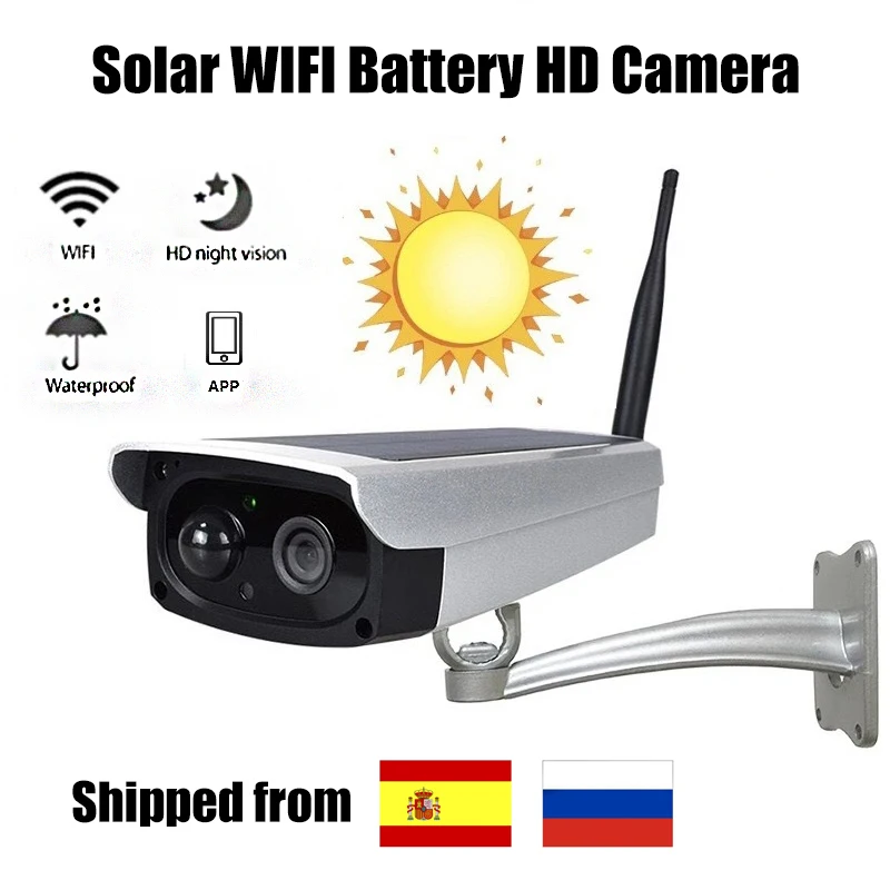 

1080P Solar IP Camera 2MP Wireless Wi-fi Security Surveillance Waterproof Outdoor Camera IR Night Vision Solar Power HD Cam