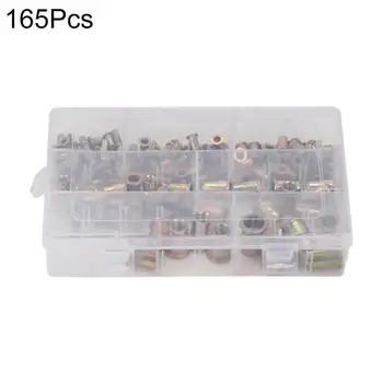 

165Pcs M3,M4, M5, M6, M8, M10, M12 Mixed Zinc Plated Carbon Steel Rivet Nut Threaded Rivnut Insert Set