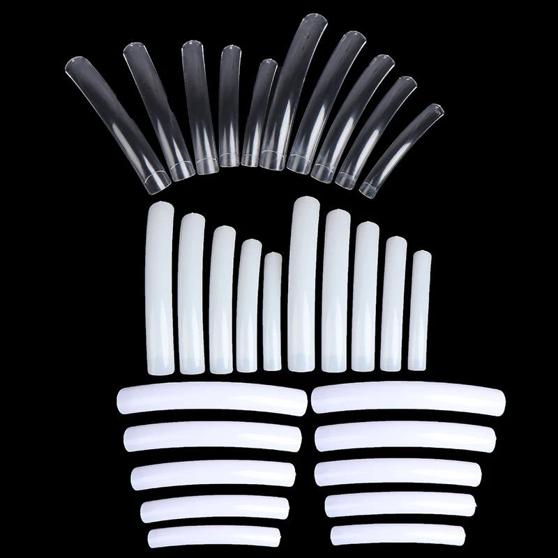 10Pcs/pack Half Well Full Cover White Natural Nail Tips Acrylic UV Gel French False Nail Fake Long Tip Manicure DIY Art Salon