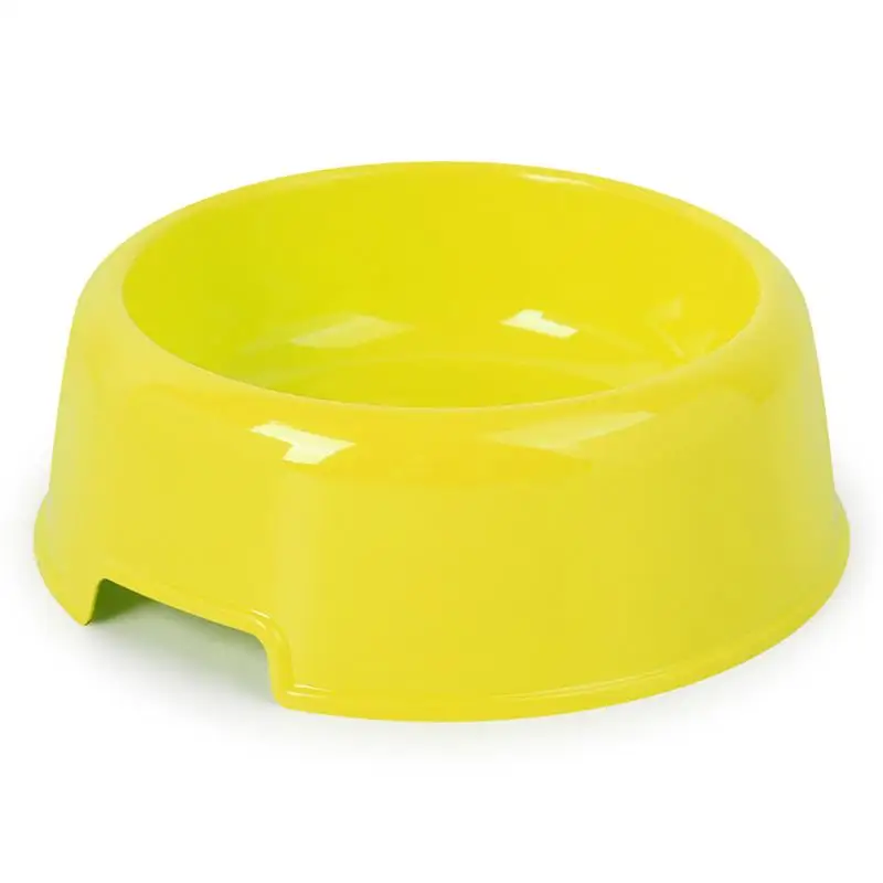 1Pc High Quality Solid Color Pet Bowls Candy-Colored Lightweight Plastic Single Bowl Small Dog Cat Pet Bowl Pet Feeding Supplies - Цвет: Yellow