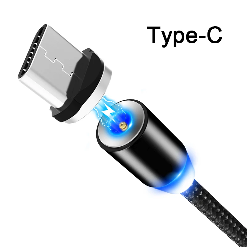 Type-C Black Нейлоновый USB Магнитный кабель для type-C Micro USB быстрое зарядное устройство провод для передачи данных телефонный кабель для быстрой зарядки Шнур для iPhone - Цвет: Type-C Black
