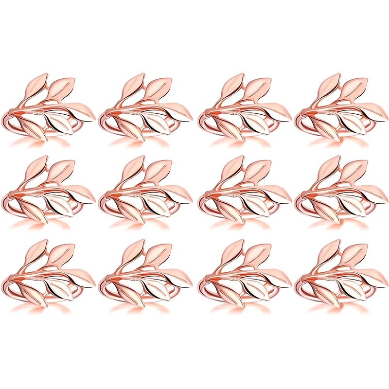 

Napkin Ring, Leaf Napkin Set, Bridal Napkin Ring Glossy Napkin Holder Decoration, Suitable for Vintage Christmas, Holiday, Dinne