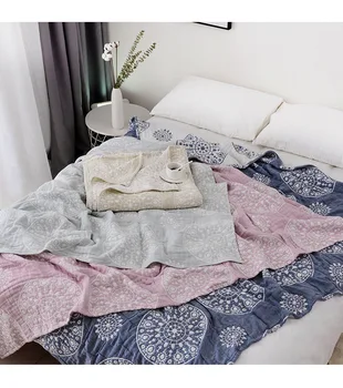 

100% Cotton Muslin Blanket Plaid On The/Bed/Sofa/Plane/Travel Bedspread Chic Mandala Style Large Soft Throw Blanket Para Blanket