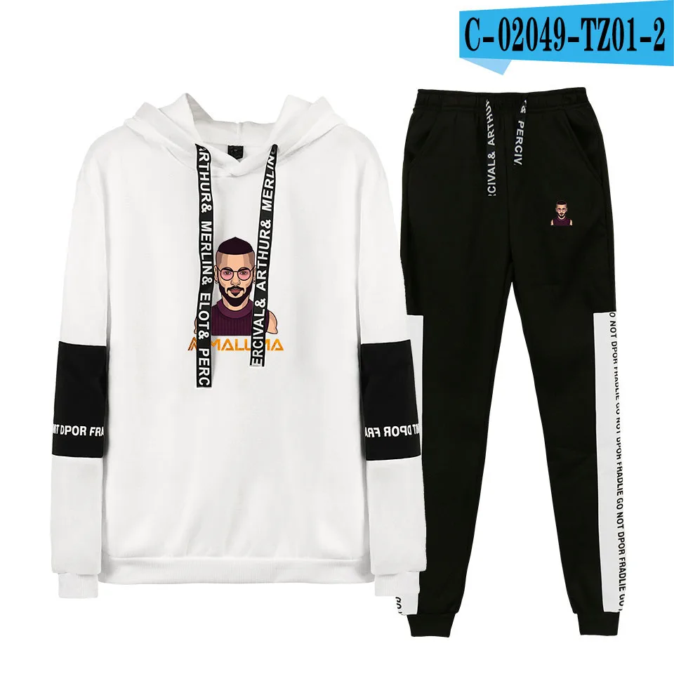 Maluma спортивный костюм мужской комплект черный горячий хлопковый комплект из двух предметов Горячие толстовки Толстовка брюки костюм - Цвет: White
