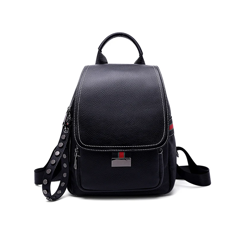 

Both Shoulders Package Woman Genuine Leather 2019 Joker Head Layer Cowhide Backpack Ma'am Leisure Time Bag Soft Leather Woman