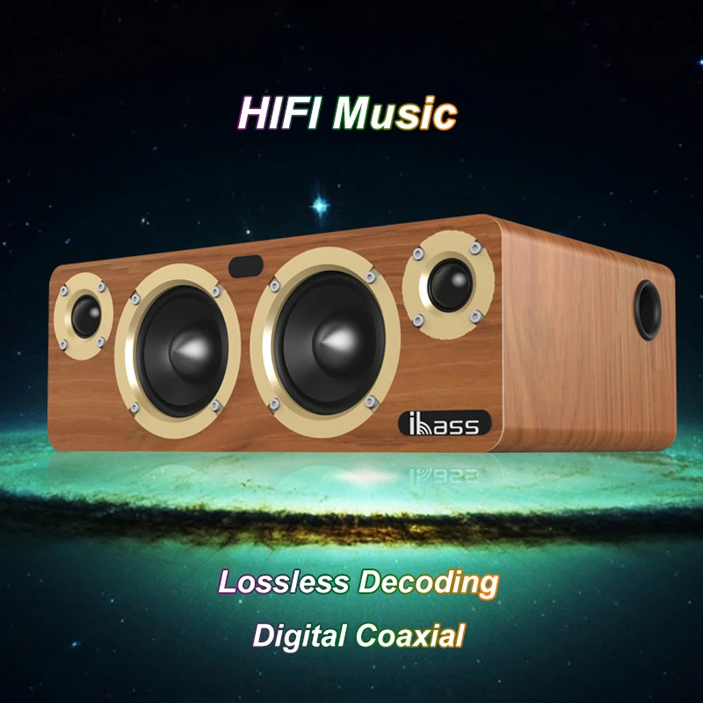 

IBASS SOLO HI-FI Bluetooth speaker computer TV Coaxial Audio Subwoofer Wooden Non Destructive Loudspeaker Outdoor household